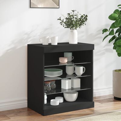 vidaXL Sideboard with LED Lights Black 60.5x37x67 cm