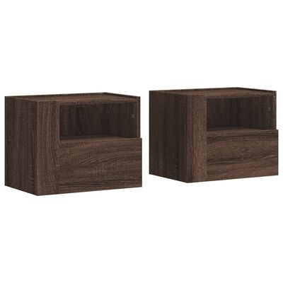 vidaXL Wall-mounted Bedside Cabinets 2 pcs Brown Oak 45x30x35 cm