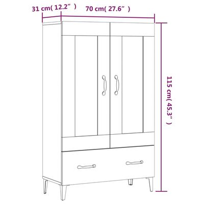 vidaXL Highboard Brown Oak 70x31x115 cm Engineered Wood