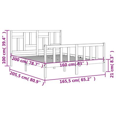 vidaXL Bed Frame without Mattress White 160x200 cm Solid Wood Pine