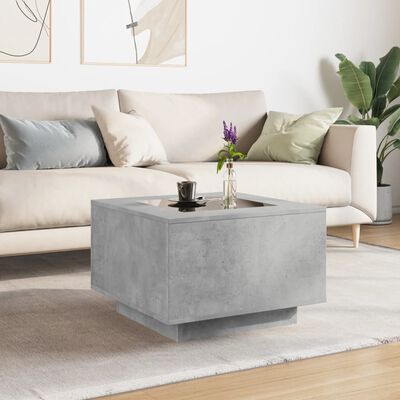 vidaXL Coffee Table with LED Concrete Grey 60x60x40 cm Engineered Wood