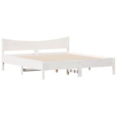 vidaXL Bed Frame without Mattress White 180x200 cm Super King Solid Wood Pine