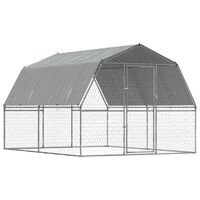 vidaXL Bird Cage with Roof and Door Silver Galvanised Steel