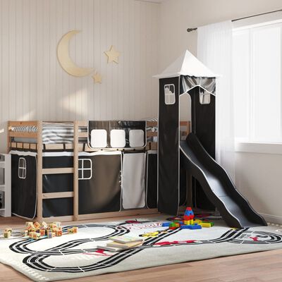 vidaXL Bunk Bed without Mattress with Slide White and Black 90x190 cm Single