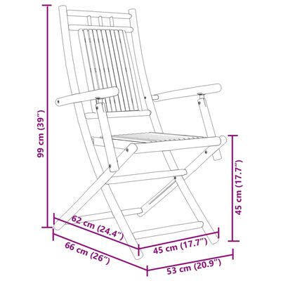 vidaXL 3 Piece Bistro Set Bamboo