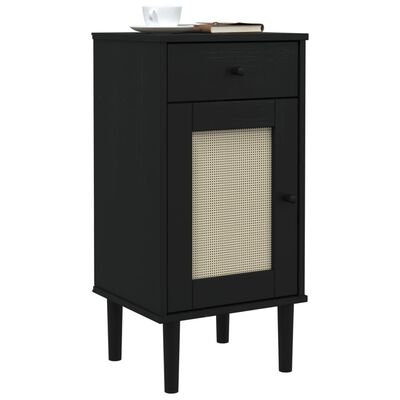 vidaXL Bedside Cabinet SENJA Rattan Look Black 40x35x80 cm Solid Wood Pine