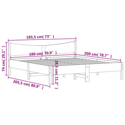 vidaXL Bed Frame without Mattress White 180x200 cm Super King Solid Wood Pine