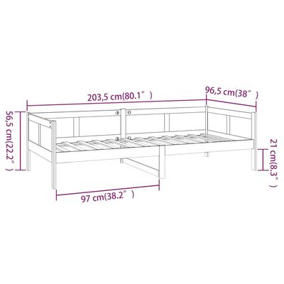 vidaXL Day Bed without Mattress Grey Solid Wood Pine 90x200 cm