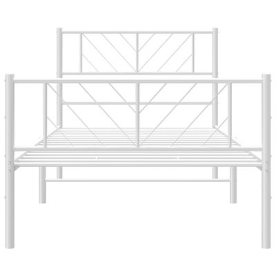 vidaXL Metal Bed Frame without Mattress with Footboard White 100x200 cm