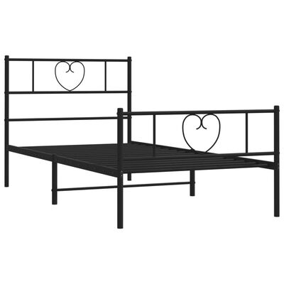 vidaXL Metal Bed Frame without Mattress with Footboard Black 100x190 cm