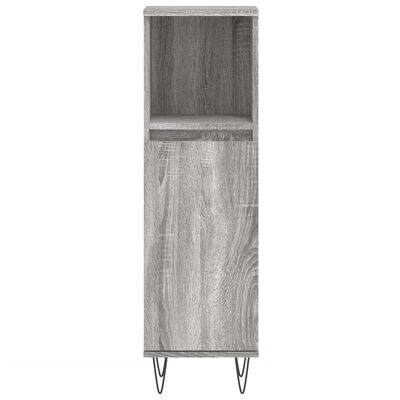 vidaXL Bathroom Cabinet Grey Sonoma 30x30x100 cm Engineered Wood