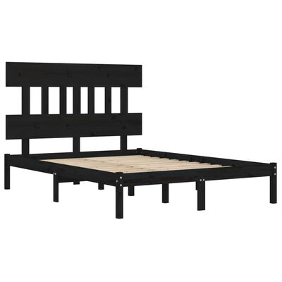 vidaXL Bed Frame without Mattress Black 140x190 cm Solid Wood