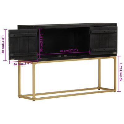 vidaXL Sideboard Black and Gold 110x30x75 cm Solid Wood Mango