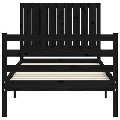 vidaXL Bed Frame without Mattress Black 90x200 cm Solid Wood