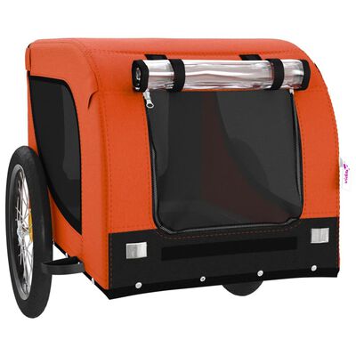 vidaXL Pet Bike Trailer Orange and Black Oxford Fabric and Iron