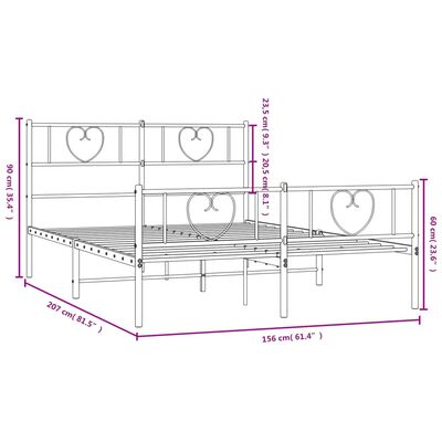 vidaXL Metal Bed Frame without Mattress with Footboard Black 150x200 cm King Size