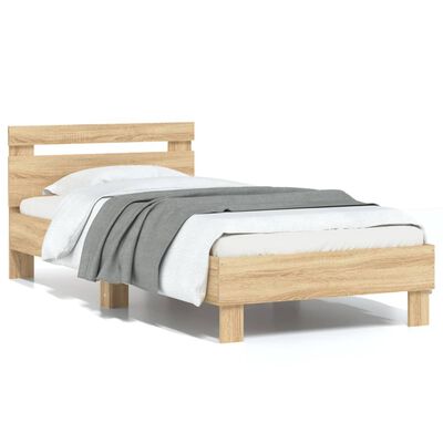 vidaXL Bed Frame without Mattress with Headboard Sonoma Oak 90x190 cm Single