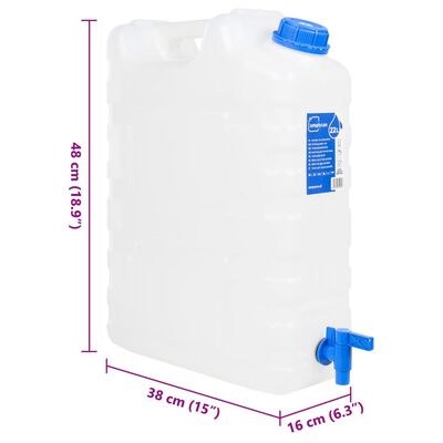 vidaXL Water Container with Tap Transparent 20 L Plastic