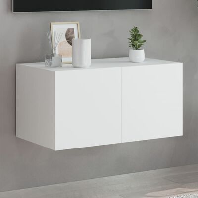 vidaXL TV Wall Cabinet with LED Lights White 60x35x31 cm