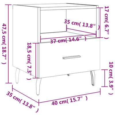 vidaXL Bedside Cabinets 2 pcs Black 40x35x47.5 cm Engineered Wood