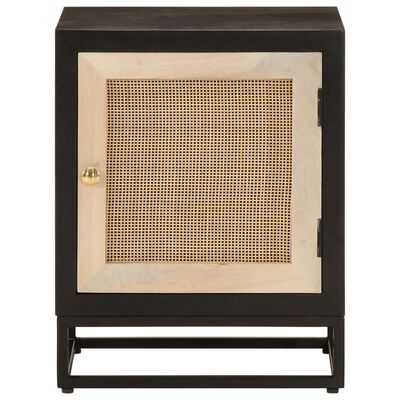 vidaXL Bedside Cabinet Black 40x30x50 cm Solid Wood Mango and Iron