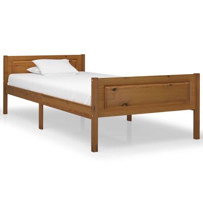 vidaXL Bed Frame without Mattress Solid Pinewood Honey Brown 100x200 cm