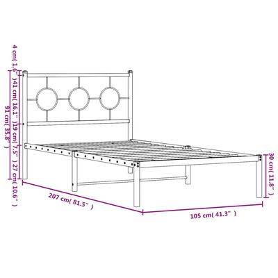 vidaXL Metal Bed Frame without Mattress with Headboard Black 100x200 cm