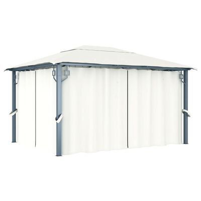 vidaXL Gazebo with Curtain 400 x 300 cm Cream Aluminium