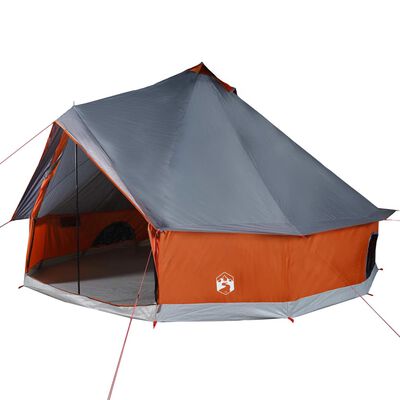 vidaXL Family Tent Tipi 6-Person Grey and Orange Waterproof