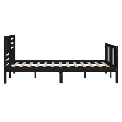 vidaXL Bed Frame without Mattress Black Solid Wood 120x200 cm (810081+814138)