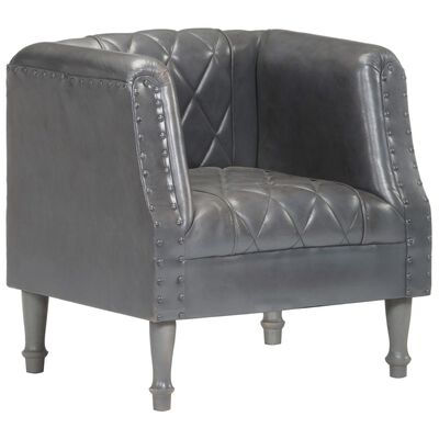 vidaXL Tub Chair Grey Real Goat Leather