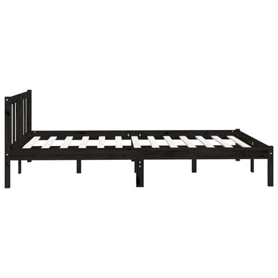 810081 vidaXL Bed Frame without Mattress Black Solid Wood 120x200 cm