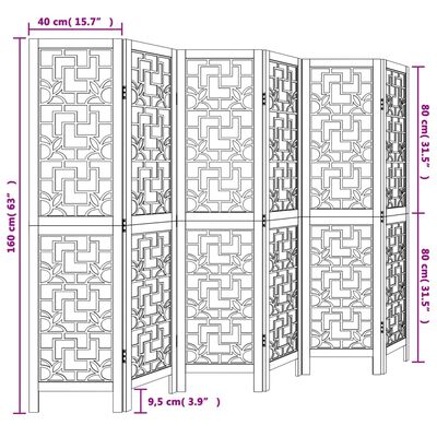 vidaXL Room Divider 6 Panels Brown Solid Wood Paulownia