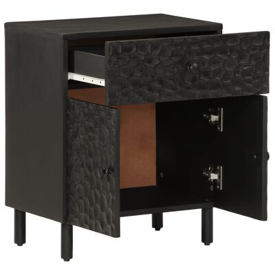 vidaXL Bedside Cabinet Black 50x33x60 cm Solid Wood Mango