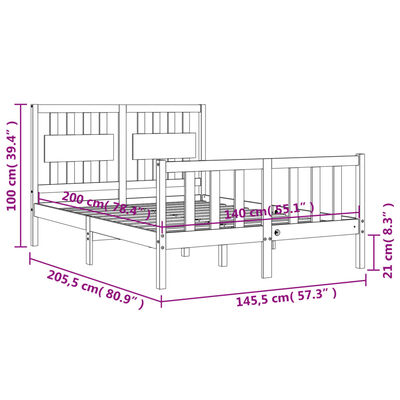 vidaXL Bed Frame without Mattress 140x200 cm Solid Wood Pine