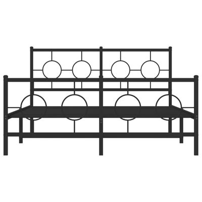 vidaXL Metal Bed Frame without Mattress with Footboard Black 140x200 cm