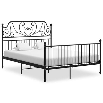 vidaXL Bed Frame without Mattress Black Metal 140x200 cm