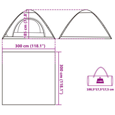 vidaXL Camping Tent 5-Person Green Quick Release