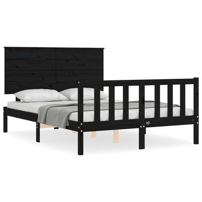 vidaXL Bed Frame without Mattress Black 140x200 cm Solid Wood Pine