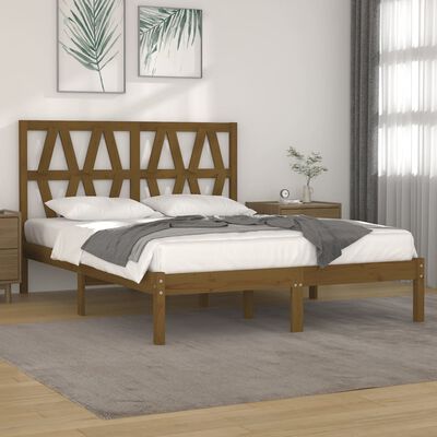 vidaXL Bed Frame Honey Brown Solid Wood Pine 120x190 cm Small Double