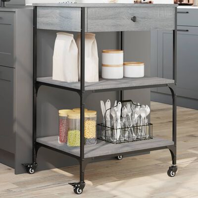 vidaXL Kitchen Trolley Grey Sonoma 60x48x89.5 cm Engineered Wood