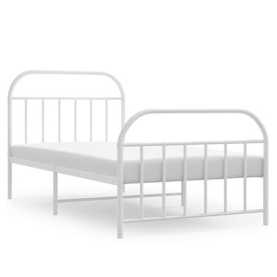 vidaXL Metal Bed Frame without Mattress with Footboard White 100x190 cm