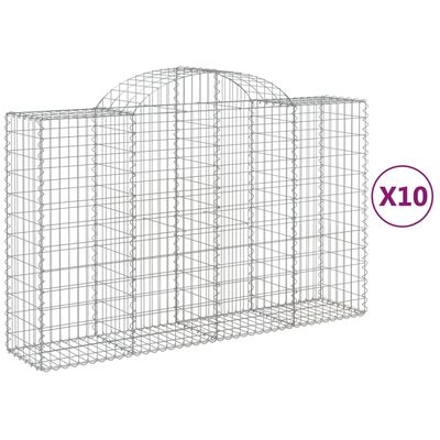 vidaXL Arched Gabion Baskets 10 pcs 200x50x120/140 cm Galvanised Iron