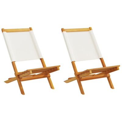 vidaXL Garden Chairs 2 pcs Cream White Solid Wood Acacia and Fabric