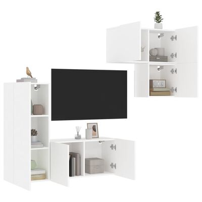 vidaXL 4 Piece TV Wall Units White Engineered Wood