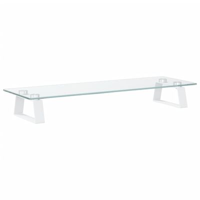 vidaXL Monitor Stand White 60x20x8 cm Tempered Glass and Metal