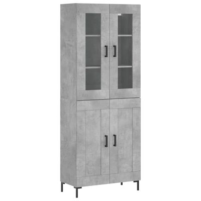 vidaXL Highboard Concrete Grey 69.5x34x180 cm Engineered Wood