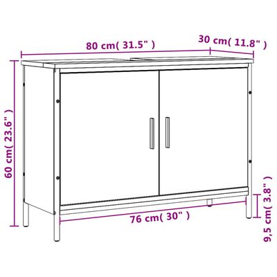 vidaXL Bathroom Sink Cabinet Black 80x30x60 cm Engineered Wood