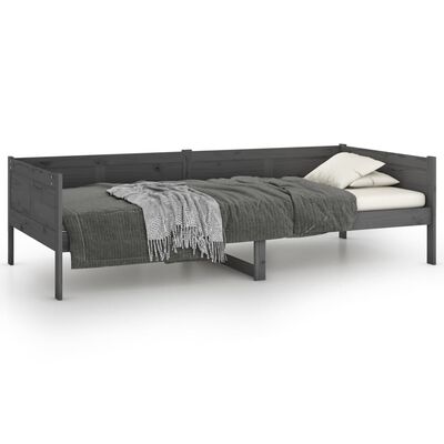 vidaXL Day Bed without Mattress Grey Solid Wood Pine 90x190 cm Single