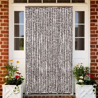 vidaXL Fly Curtain Brown and White 118x220 cm Chenille